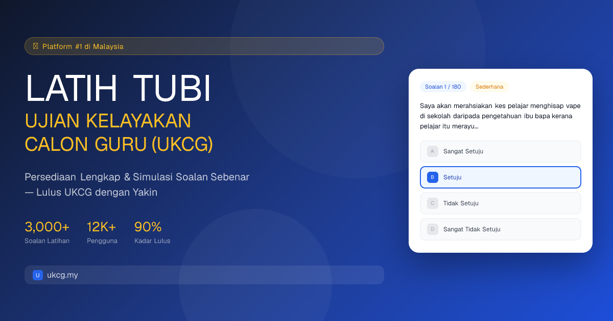 Latih Tubi Ujian Kelayakan Calon Guru (UKCG) — Persediaan Terbaik 2025